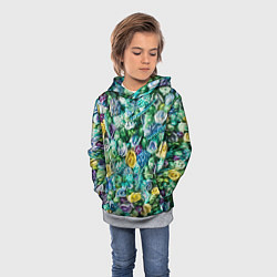 Толстовка-худи детская Акриловые Цветы - Паттерн, цвет: 3D-меланж — фото 2