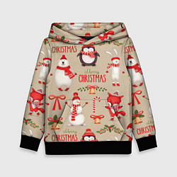 Толстовка-худи детская СЧАСТЛИВОГО РОЖДЕСТВА MERRY CHRISTMAS, цвет: 3D-черный