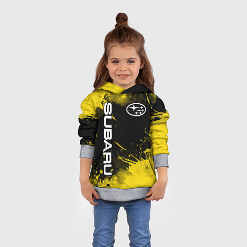 Детская толстовка СУБАРУ - SUBARU Желтые пятна / 3D-Меланж – фото 4