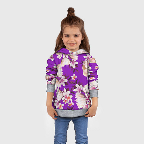 Детская толстовка Цветы Фиолетовый Цветок / 3D-Меланж – фото 4