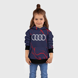 Толстовка-худи детская Символ AUDI на фоне грозы, цвет: 3D-черный — фото 2