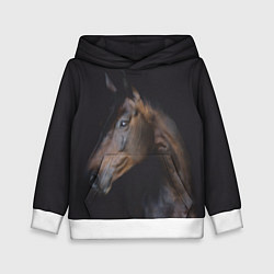 Толстовка-худи детская Лошадь Благородство, цвет: 3D-белый