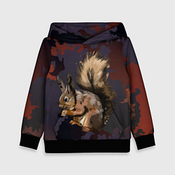 Толстовка-худи детская Белка пушистый хвост, цвет: 3D-черный