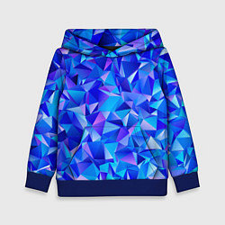 Толстовка-худи детская СИНЕ-ГОЛУБЫЕ полигональные кристаллы, цвет: 3D-синий