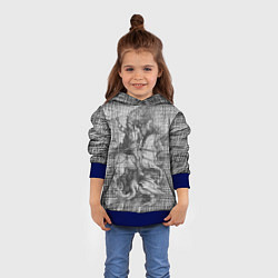 Толстовка-худи детская Альбрехт Дюрер Всадник побеждающий дракона Гравюра, цвет: 3D-синий — фото 2