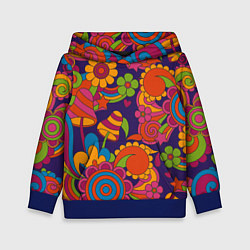Толстовка-худи детская Психоделический сюжет, цвет: 3D-синий