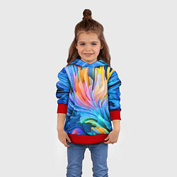 Толстовка-худи детская Красочный абстрактный паттерн Лето Colorful Abstra, цвет: 3D-красный — фото 2