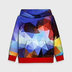 Толстовка-худи детская Абстрактный цветной узор из треугольников Abstract, цвет: 3D-красный