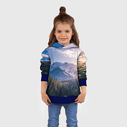 Толстовка-худи детская Горы Лес Солнце, цвет: 3D-синий — фото 2