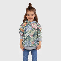 Толстовка-худи детская Цветы Лилии и Агапантус, цвет: 3D-меланж — фото 2