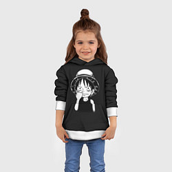 Толстовка-худи детская Маленький Луффи, цвет: 3D-белый — фото 2