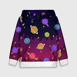 Толстовка-худи детская Pizza in Space, цвет: 3D-белый