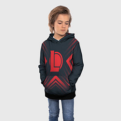 Толстовка-худи детская Красный Символ League of Legends на темном фоне со, цвет: 3D-черный — фото 2
