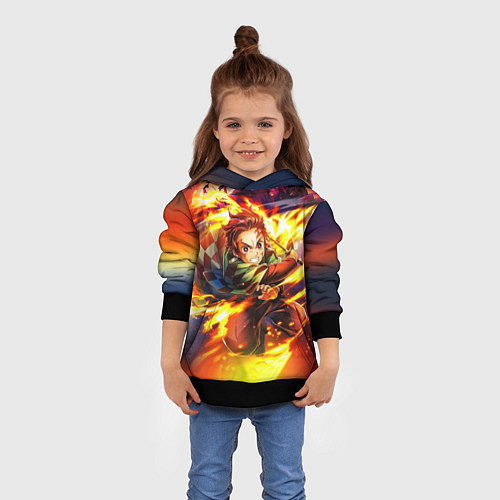 Детская толстовка Клинок, рассекающий демонов Demon Slayer / 3D-Черный – фото 4