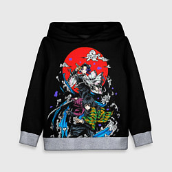 Толстовка-худи детская Шинобу Кочо Гию Томиока КЛИНОК РАССЕКАЮЩИЙ ДЕМОНОВ, цвет: 3D-меланж