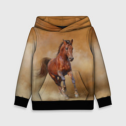 Толстовка-худи детская BAY HORSE гнедой конь, цвет: 3D-черный