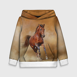 Толстовка-худи детская BAY HORSE гнедой конь, цвет: 3D-белый