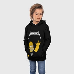 Толстовка-худи детская Metallica Гомер Симпсон рокер, цвет: 3D-черный — фото 2