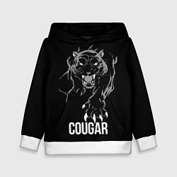 Толстовка-худи детская Cougar on the hunt - Пума на охоте, цвет: 3D-белый