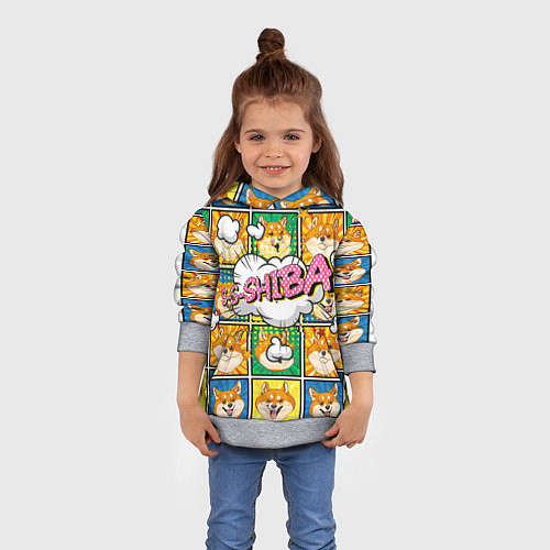 Детская толстовка Pop art shiba inu / 3D-Меланж – фото 4