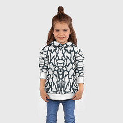 Толстовка-худи детская Animal Black and White Pattern, цвет: 3D-белый — фото 2