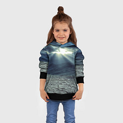 Толстовка-худи детская Трещины на земле пустыня, цвет: 3D-черный — фото 2