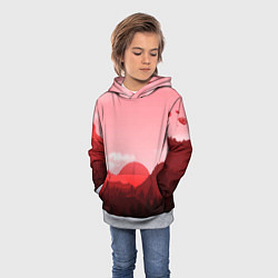 Толстовка-худи детская Закат в горах в розовых тонах, цвет: 3D-меланж — фото 2