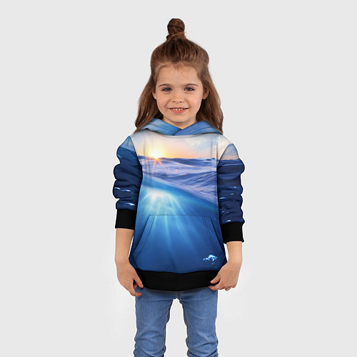 Детская толстовка Грань между небом и водой / 3D-Черный – фото 4