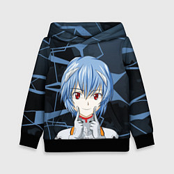 Толстовка-худи детская Евангелион - пилот Рей Аянами, цвет: 3D-черный
