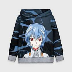 Толстовка-худи детская Евангелион - пилот Рей Аянами, цвет: 3D-меланж