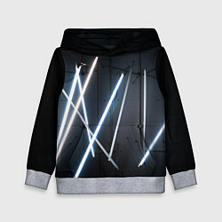 Толстовка-худи детская Неоновые лампы во тьме - Голубой, цвет: 3D-меланж