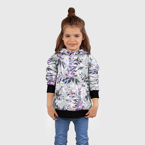 Детская толстовка Цветы Серый Букет / 3D-Черный – фото 4