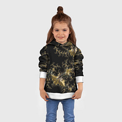 Толстовка-худи детская Черный с золотым фрактал мини Абстракция, цвет: 3D-белый — фото 2