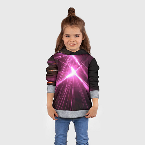 Детская толстовка Неоновые лазеры во тьме - Розовый / 3D-Меланж – фото 4