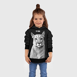 Толстовка-худи детская Смотрящая пума, цвет: 3D-черный — фото 2