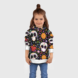 Толстовка-худи детская Веселые черепа в цветах, цвет: 3D-белый — фото 2