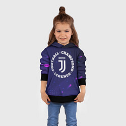 Толстовка-худи детская Символ Juventus и круглая надпись Football Legends, цвет: 3D-черный — фото 2