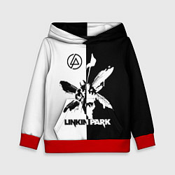 Толстовка-худи детская Linkin Park логотип черно-белый, цвет: 3D-красный