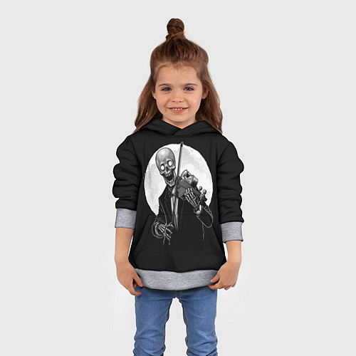 Детская толстовка Скелет скрипач под полной луной / 3D-Меланж – фото 4