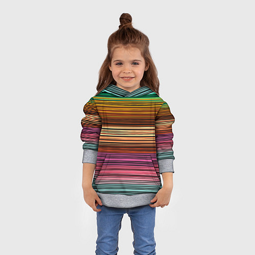Детская толстовка Multicolored thin stripes Разноцветные полосы / 3D-Меланж – фото 4