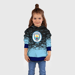 Толстовка-худи детская Манчестер сити голубые брызги на черном фоне, цвет: 3D-синий — фото 2