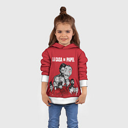 Толстовка-худи детская Бумажный дом персонажи, цвет: 3D-белый — фото 2