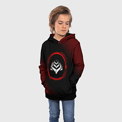 Толстовка-худи детская Символ Warframe и краска вокруг на темном фоне, цвет: 3D-черный — фото 2