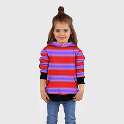 Толстовка-худи детская Striped pattern мягкие размытые полосы красные фио, цвет: 3D-черный — фото 2