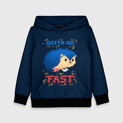 Толстовка-худи детская Little Sonic gotta go fast, цвет: 3D-черный