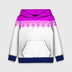 Толстовка-худи детская White and pink lace pattern, цвет: 3D-синий