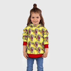 Толстовка-худи детская Попугай Корелла Орёт Мем, цвет: 3D-красный — фото 2