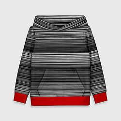 Толстовка-худи детская Black and white thin stripes Тонкие полосы, цвет: 3D-красный