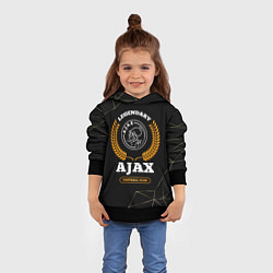 Толстовка-худи детская Лого Ajax и надпись Legendary Football Club на тем, цвет: 3D-черный — фото 2