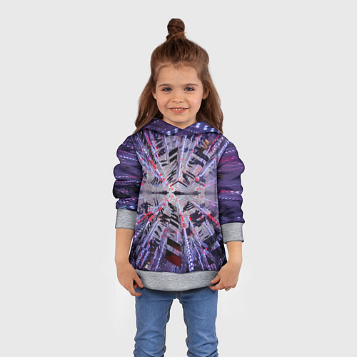 Детская толстовка Неоновый абстрактный коридор - Фиолетовый / 3D-Меланж – фото 4